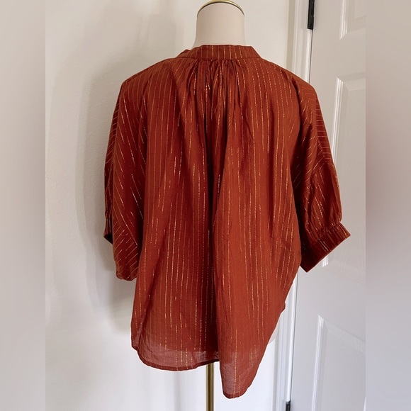 Never A Wallflower Burnt Orange Blouse XS - Picture 3 of 6